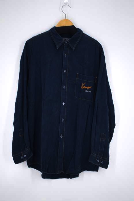 KENZO JEANS(ケンゾージーンズ) インディゴ染め レーヨンL/Sシャツ メンズ トップス