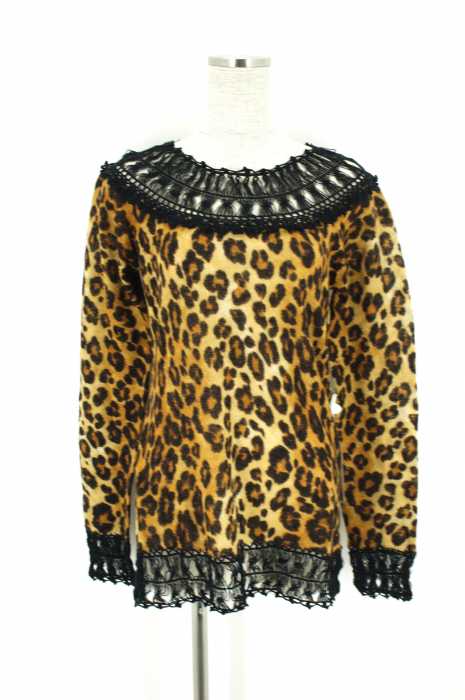 HYSTERIC GLAMOUR （ヒステリックグラマー） 2003 レオパード柄レース切り替えニットトップス レディース トップス