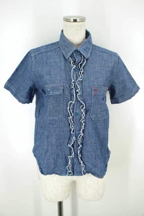 BEAMS BOY （ビームスボーイ） シャンブレーフリルシャツ レディース トップス