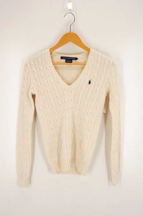 RALPH LAUREN SPORT（ラルフローレンスポーツ） ケーブル編みVネックコットンニット レディース トップス