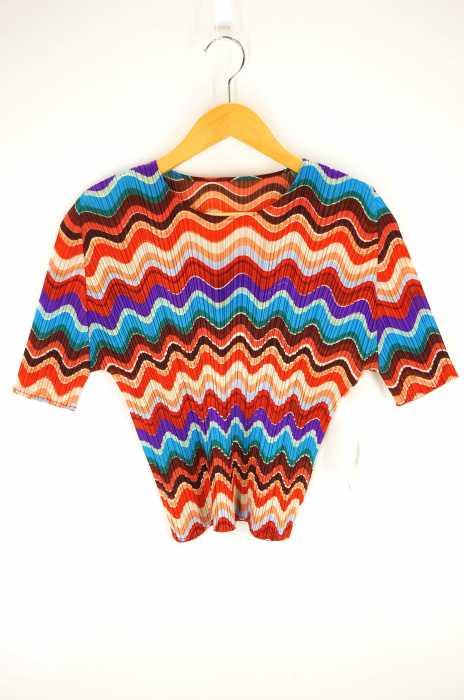 PLEATS PLEASE ISSEY MIYAKE（プリーツプリーズイッセイミヤケ） プリーツ加工総柄カットソー レディース トップス