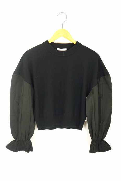 CLANE （クラネ） 袖切替 ニットシャツドッキング レイヤード ブラウス レディース トップス