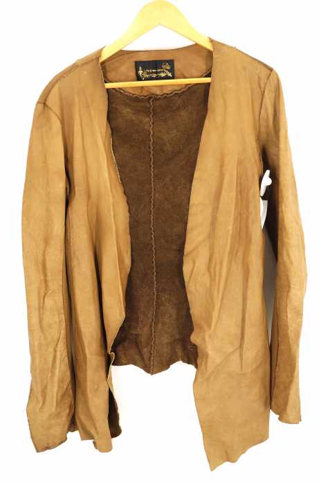 Kyoji Maruyama キョウジマルヤマ リブ切替レザーボタンレスジャケット メンズ アウター ブランド古着買取販売バズストア