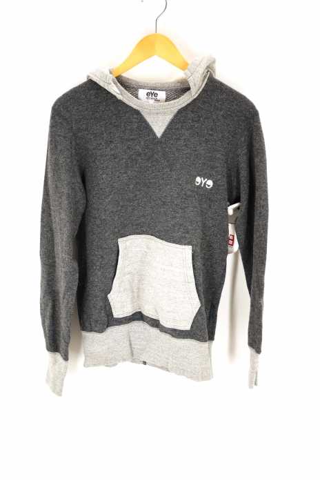 eYe JUNYA WATANABE COMME des GARCONS MAN(アイジュンヤワタナベコムデギャルソンマン) AD2011 フード後付け胸ロゴウールパーカー メンズ トップス