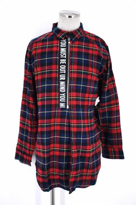 LEGENDA (レジェンダ) FRONT ZIP ロング丈チェックシャツ メンズ トップス