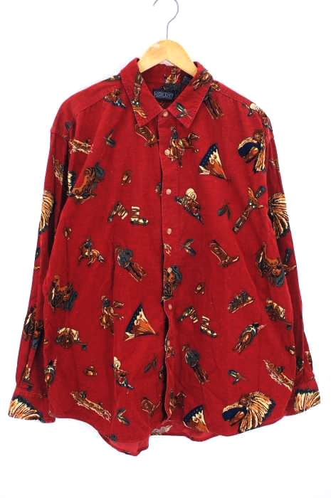 landsend(ランズエンド) 総柄 コーデュロイシャツ メンズ トップス