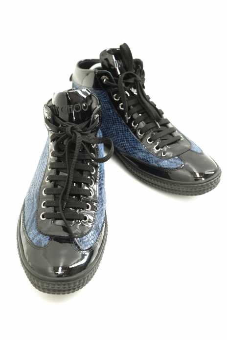 Jimmy Choo ジミーチュウ Verley パイソンプリントレザー パテントミッドカットスニーカー メンズ シューズ ブランド古着買取販売バズストア