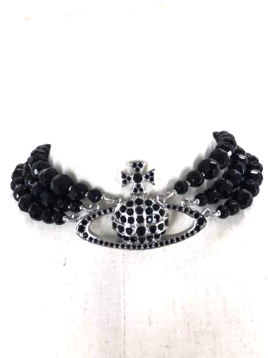 Vivienne Westwood（ヴィヴィアンウエストウッド） BLACK AGATE THREE ROW BAS RELIEF CHOKER レディース アクセサリー