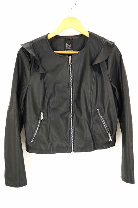 ZARA（ザラ） ノーカラーフェイクレザージャケット レディース アウター