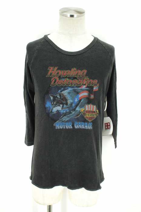GOOD ROCK SPEED (グッドロックスピード) ビンテージ加工ウルフプリントロックTシャツ レディース トップス