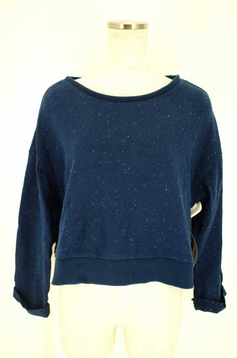 AZUL by moussy （アズールバイマウジー） TCRミニネップインレイ7分ショートPO　ネップ加工スウェットトレーナー レディース トップス