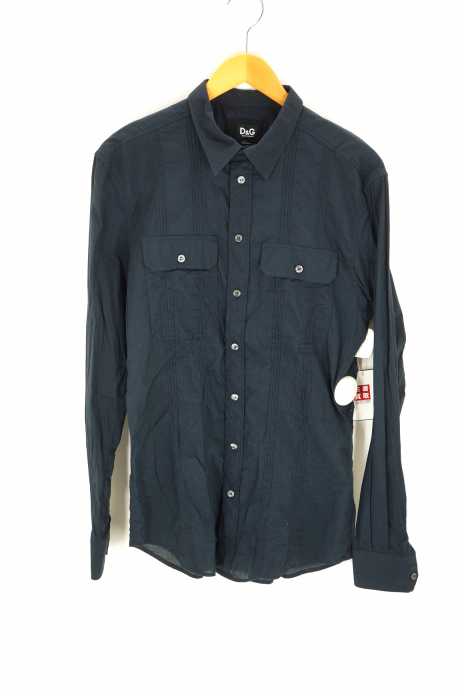 D&G DOLCE&GABBANA (ディーアンドジー ドルチェアンドガッパーナ) slim fit フラップポケットコットンシャツ メンズ トップス