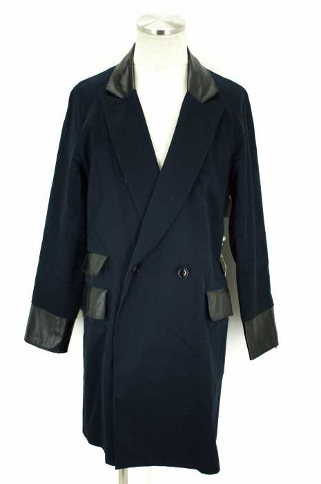 DIET BUTCHER SLIM SKIN (ダイエットブッチャースリムスキン) 15AW レザー切替ダブルフロントチェスターコート メンズ アウター