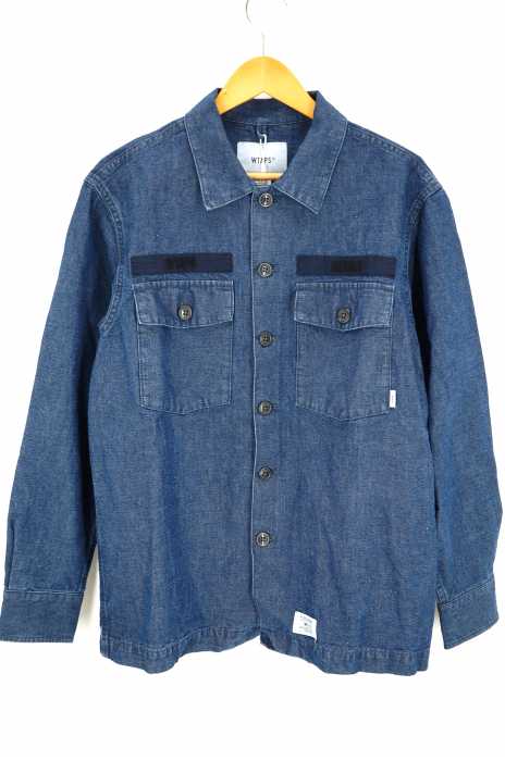 w)taps （ダブルタップス） BUDS LS 01  ミリタリーデニムシャツ  コットン×リネンシャンブレーシャツ メンズ トップス