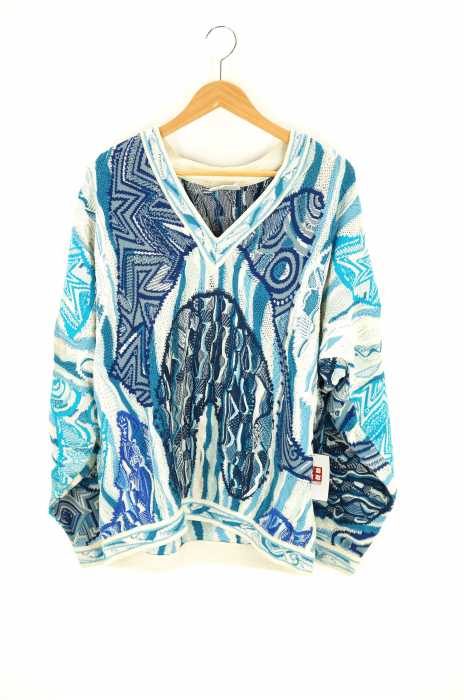 COOGI （クージー） コットンニット セーター 立体編み 3D オーストラリア製 Vネック メンズ トップス