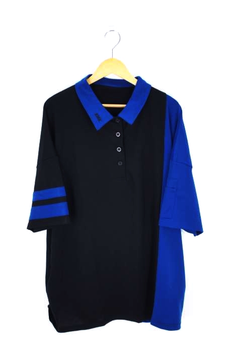 KINGLYMASK（キングリーマスク） Blue切替アームダブルラインポロネックTシャツ メンズ トップス