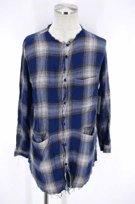 VICTIM(ヴィクティム) NO COLLAR CHECK SHIRTS チェックシャツ メンズ トップス