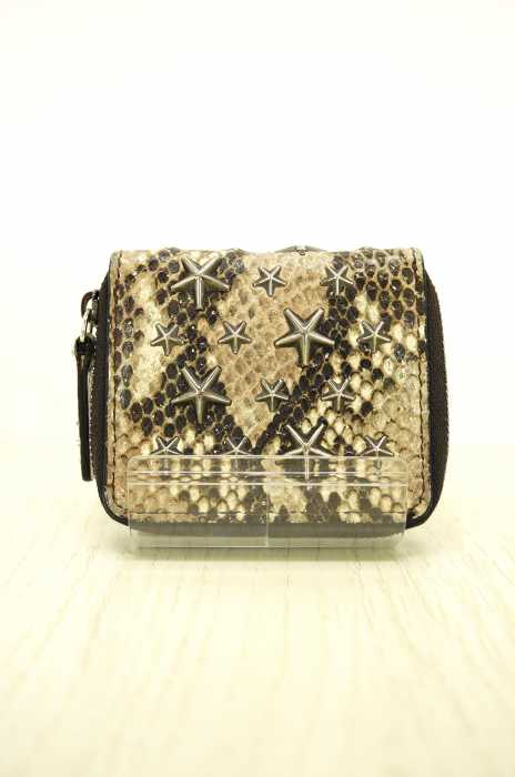 JIMMY CHOO(ジミーチュウ) スタースタッズパイソンレザーコインケース ラウンドジップ レディース 財布・ケース