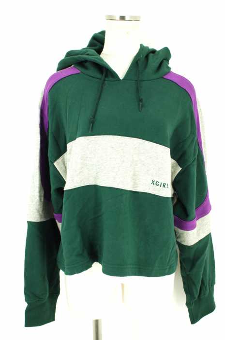 X-girl (エックスガール) SHORT SWEAT HOODIE レディース トップス