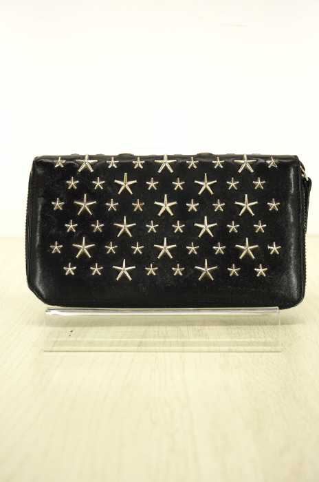 JIMMY CHOO（ジミーチュウ） CARNABY  カーナビー  ガンメタルスタースタッズラウンドジップウォレット メンズ 財布・ケース