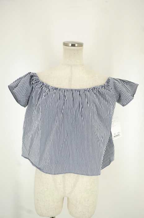 ZARA BASIC （ザラベーシック） オフショルダーストライプトップス レディース トップス