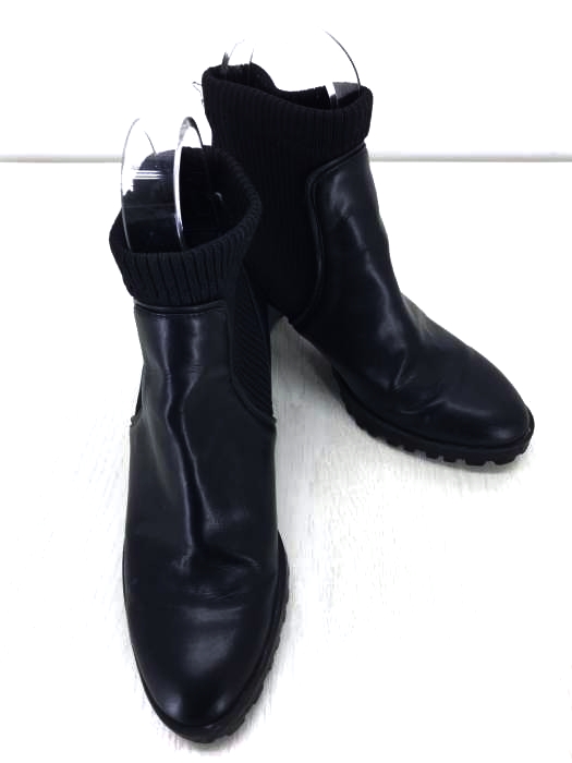 ZARA TRF（ザラティーアールエフ） レザー切替ソックスブーツ レディース シューズ
