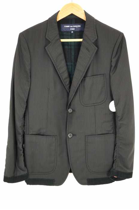 COMME des GARCONS HOMME(コムデギャルソンオム) AD2014 裏地チェックブランケット ストライプ2Bテーラードジャケット メンズ アウター