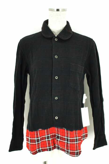 BLACK COMME des GARCONS （ブラックコムデギャルソン） AD2009 ラウンドカラーチェック柄切替シャツ レディース トップス