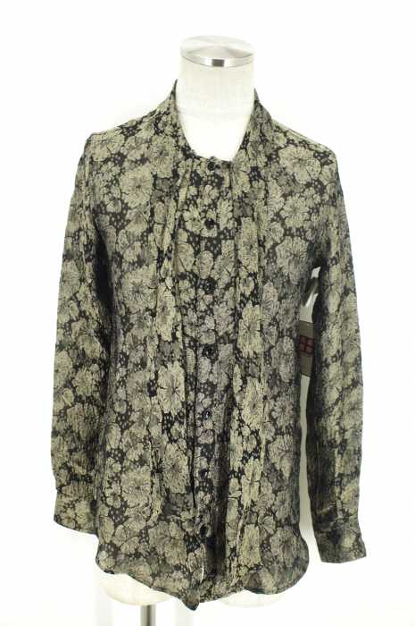 SAINT LAURENT PARIS （サンローランパリ） 16AW　タイ付きシルク混フラワー総柄シャツ メンズ トップス