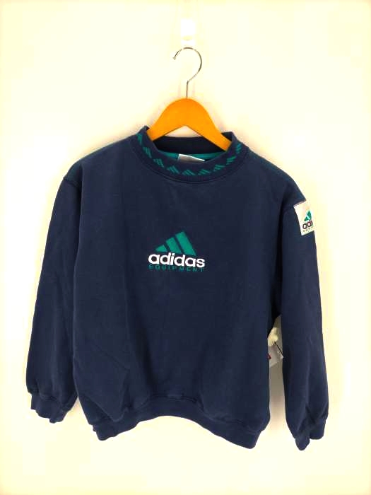 adidas equipment（アディダスイクウィップメント） 90S 銀タグ リブロゴライン クルーネックスウェット レディース トップス