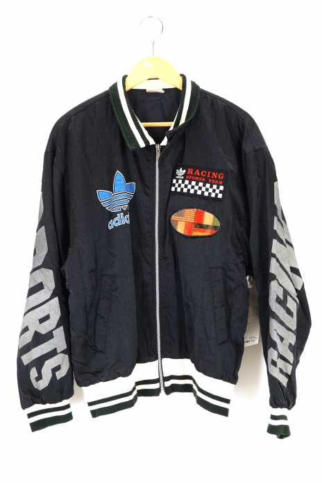 adidas (アディダス) 80S VINTAGE RACING JACKET ビッグトレフォイルアームロゴMA-1 ワッペンナイロンジャケット メンズ アウター