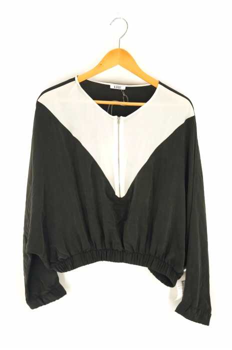 D.EFECT（ディーエフェクト） TABBY SILK TOP  ハーフジップバイカラートップス レディース トップス