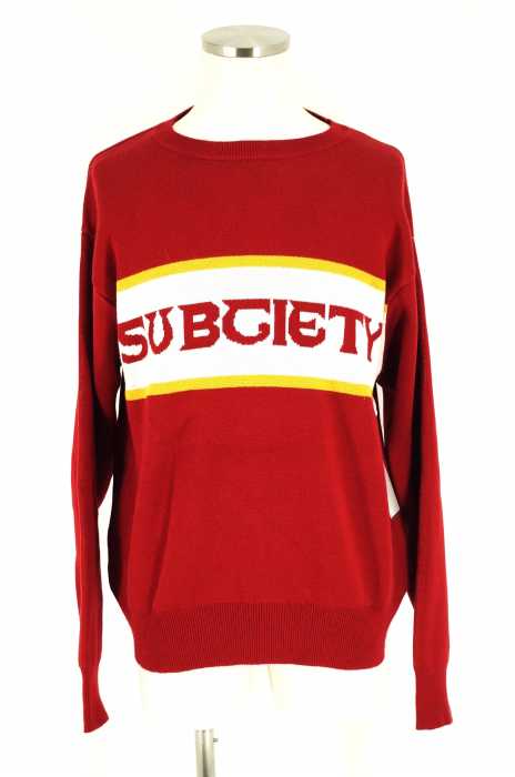 Subciety （サブサエティ） ロゴプリントアクリルニットプルオーバー メンズ トップス