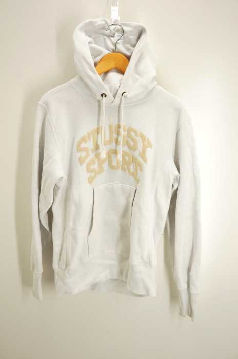 STUSSY × Champion（ステューシー×チャンピオン） REVERSE WEAVE  ロゴアップリケプリントプルオーバー メンズ トップス