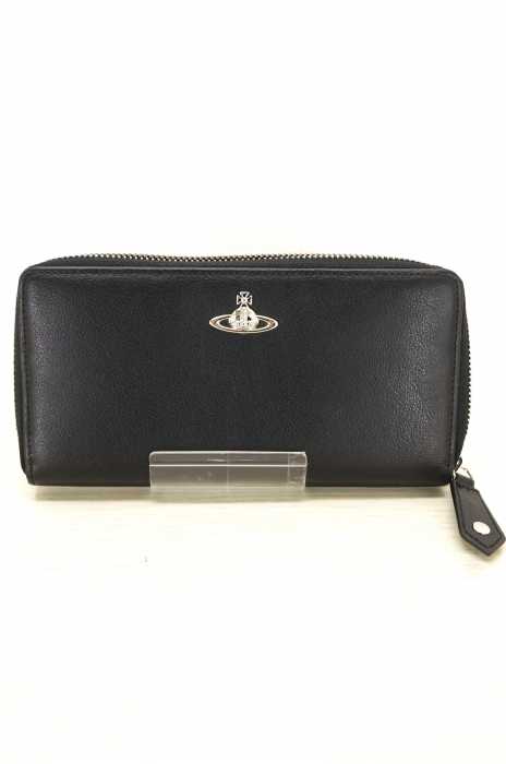 Vivienne Westwood （ヴィヴィアンウエストウッド） イタリア製 オーブ レザーロングウォレット ラウンドジップ メンズ 財布・ケース