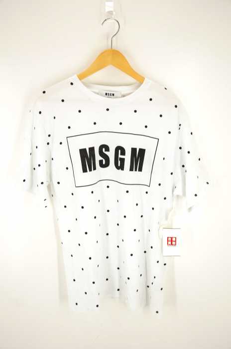 MSGM(エムエスジーエム) Box Logo Dot T-shirt ボックスロゴドットTシャツ メンズ トップス