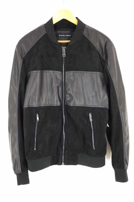 ZARA MAN (ザラマン) フェイクレザー切替 スウェードブルゾン メンズ アウター