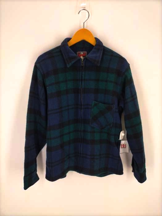 Johnson Woolen Mills（ジョンソンウーレンミルズ） USA製 ブラックウォッチチェック ジップアップメルトンジャケット メンズ アウター