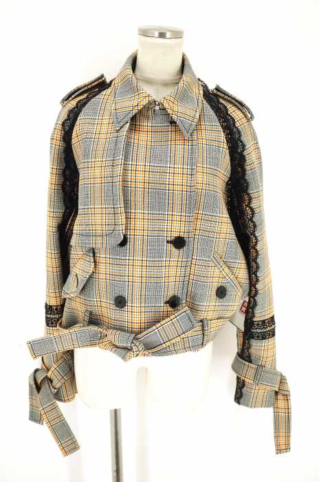 MSGM (エムエスジーエム) チェック柄ショートウールピーコート レディース アウター