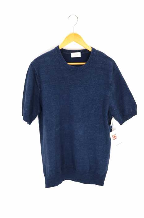 UNITED ARROWS （ユナイテッドアローズ） インディゴ染めクルーネックニットTシャツ メンズ トップス