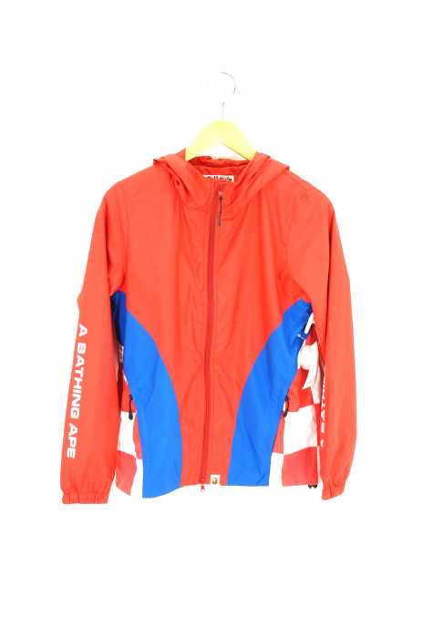 A BATHING APE （アベイシングエイプ） フラッグチェック ナイロンフーデッドジャケット メンズ アウター