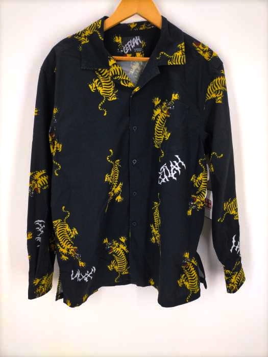 Leflah（レフラー） TIGER PATTERN OPEN COLLAR SHIRT メンズ トップス