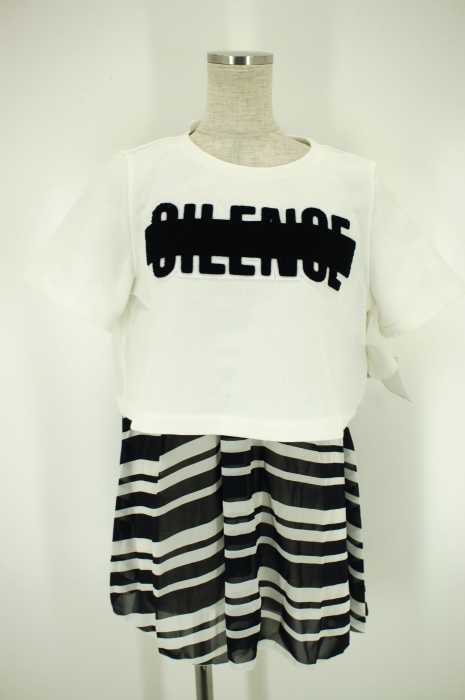 ANREALAGE(アンリアレイジ) AR BORDER CHIFFON LOGO TOPS ロゴトップス レディース ワンピース