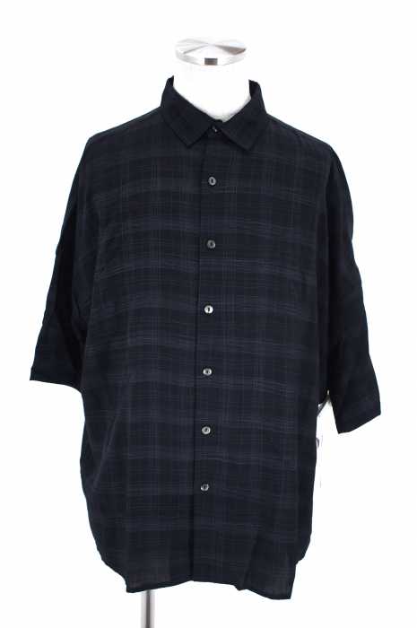 SHAREEF（シャリーフ） 16SS ドローイングチェックショートスリーブシャツ サックス メンズ トップス