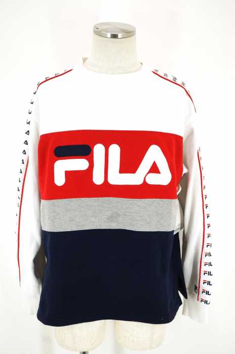FILA （フィラ） ロゴ刺繍サイドラインスウェットトップス メンズ トップス