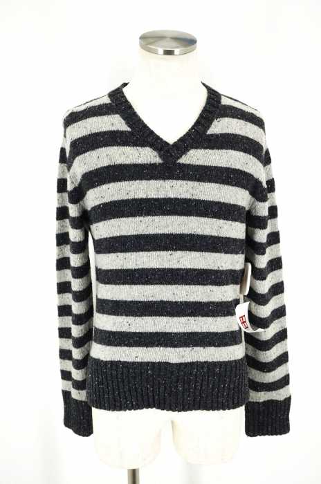 DOLCE&GABBANA （ドルチェアンドガッバーナ） 16AW ネップデザインVネックボーダーニット メンズ トップス