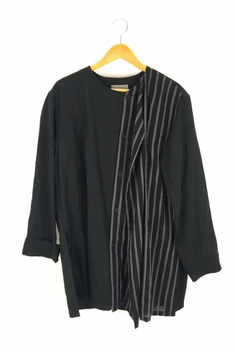 Yohji Yamamoto POUR HOMME (ヨウジヤマモトプールオム) アシンメトリー切替レイヤードビッグシャツ メンズ トップス