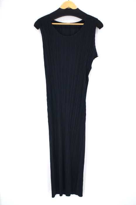 PLEATS PLEASE プリーツプリーズ　ノースリーブ　ワンピース　ブラック イッセイミヤケ PLEATS PLEASE プリーツノースリーブワンピース PLEATS