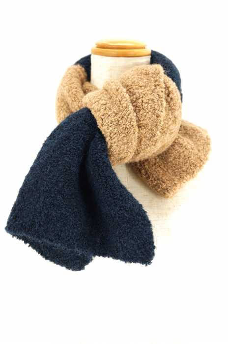 LOU DALTON×JOHN SMEDLEY （ルーダルトン ションスメドレー） BOUCLE WOOL CONTRAST KNITTED SCARF  ニットマフラー レディース ファッション雑貨