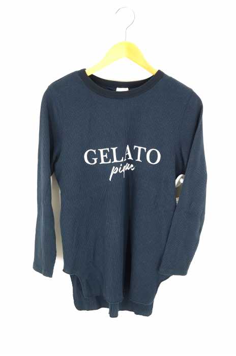 gelato pique （ジェラートピケ） カップ付きサーマル地ロゴTシャツ レディース トップス